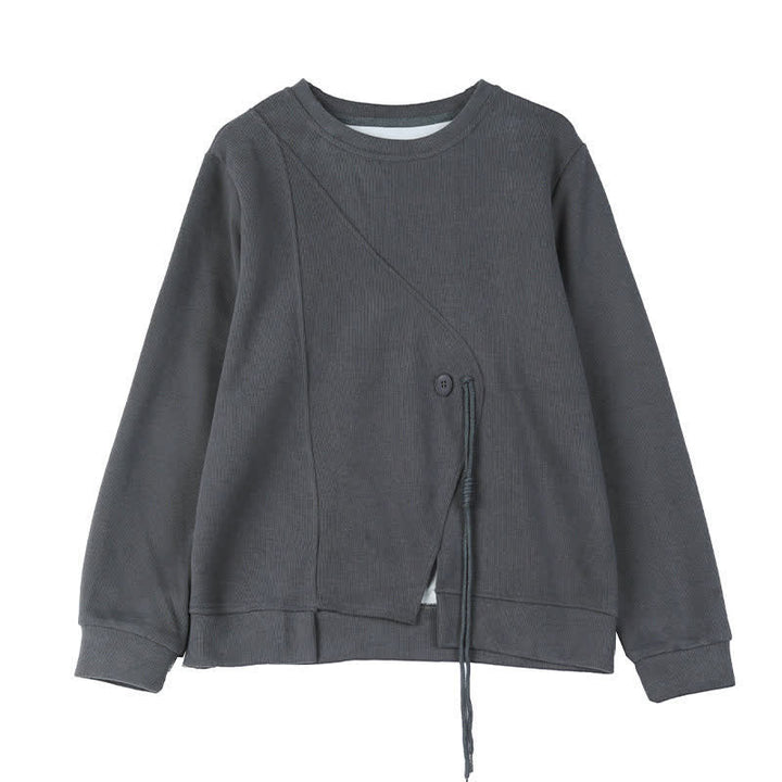 Buddha Stones Fall Winter Minimalist Crew Neck Drawstring Solid Women's Knitwear - image 18