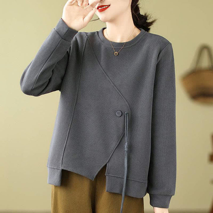 Buddha Stones Fall Winter Minimalist Crew Neck Drawstring Solid Women's Knitwear - image 16
