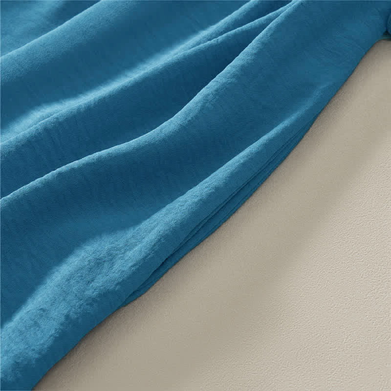 Buddha Stones Summer Casual Minimalist Solid Women's Short Sleeve Dresses With Pocket - image 5