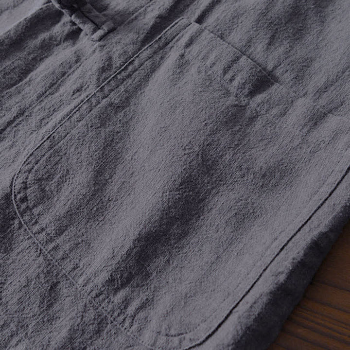 Buddha Stones Frog-Button Chinese Tang Suit Cotton Linen Men Shirt With Pockets - image 5