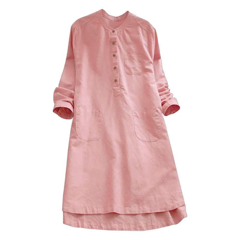 Buddha Stones Solid Buttons Long Sleeve Women's Shirt With Pockets - image 7