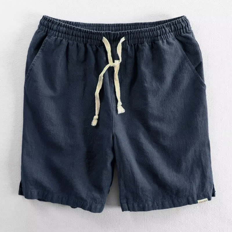 Buddha Stones Drawstring Elastic Waist Cotton Men's Shorts With Pockets - Navy - US/UK/AU40，EU50 (3XL) - image 7