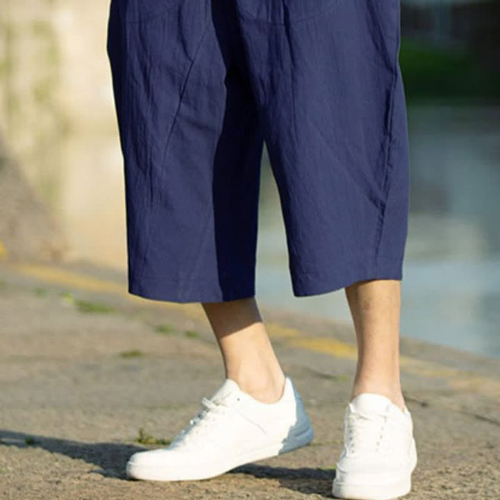 Buddha Stones Summer Plain Pleat Design Drawstring Men's 7-8 Length Pants With Pockets - image 21