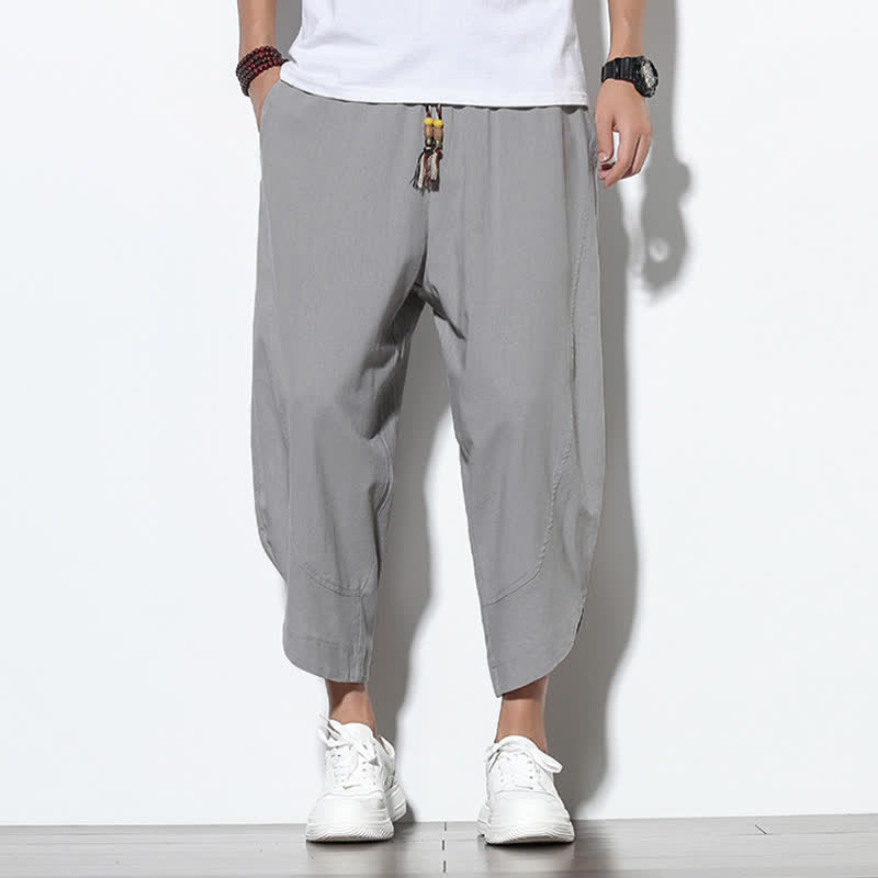 Buddha Stones Casual Summer Drawstring 7-8 Length Men's Harem Pants With Pockets - image 1