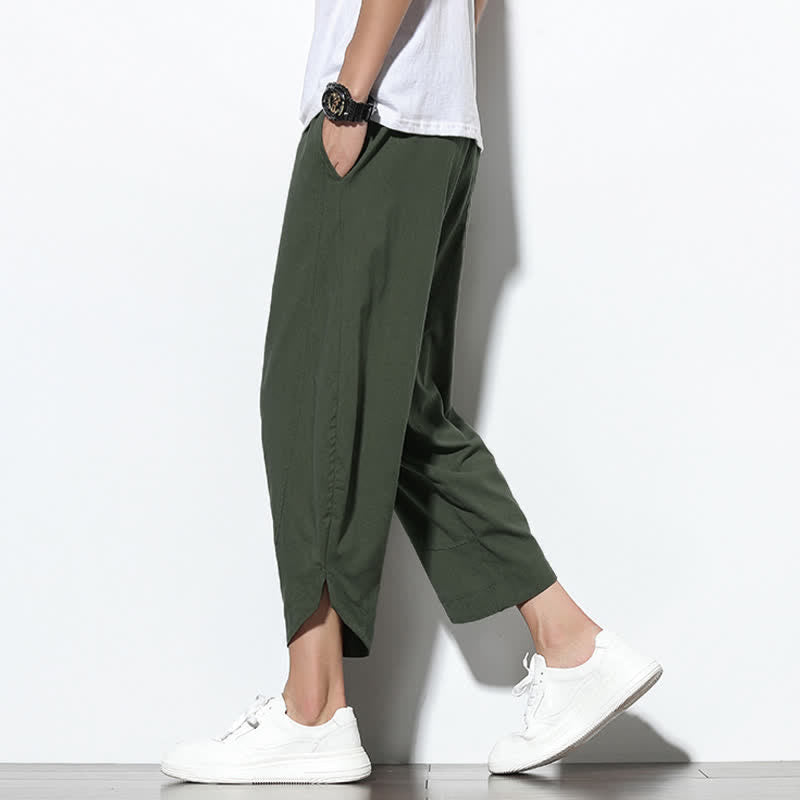 Buddha Stones Casual Summer Drawstring 7-8 Length Men's Harem Pants With Pockets - image 35