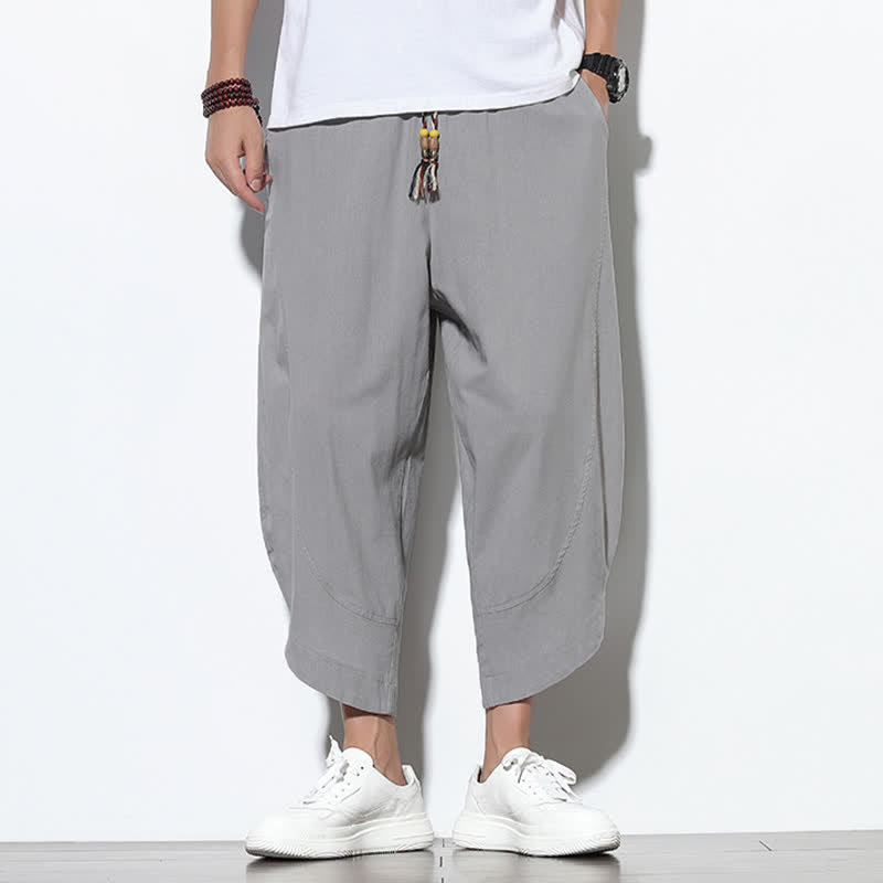 Buddha Stones Casual Summer Drawstring 7-8 Length Men's Harem Pants With Pockets - Gainsboro - US/UK/AU46，EU56 (5XL) - image 0
