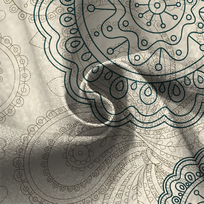 Buddha Stones Pure Cotton Boho Mandala Pattern Frog Button Women's Elastic Waist Harem Pants With Pockets - image 4