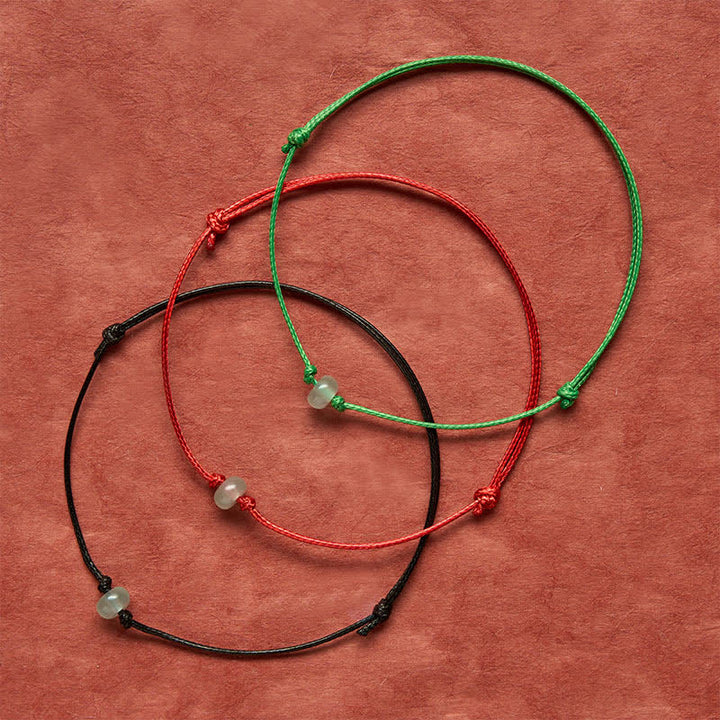 Buddha Stones Minimalist Green Aventurine Protection Braided Red String Bracelet - image 12