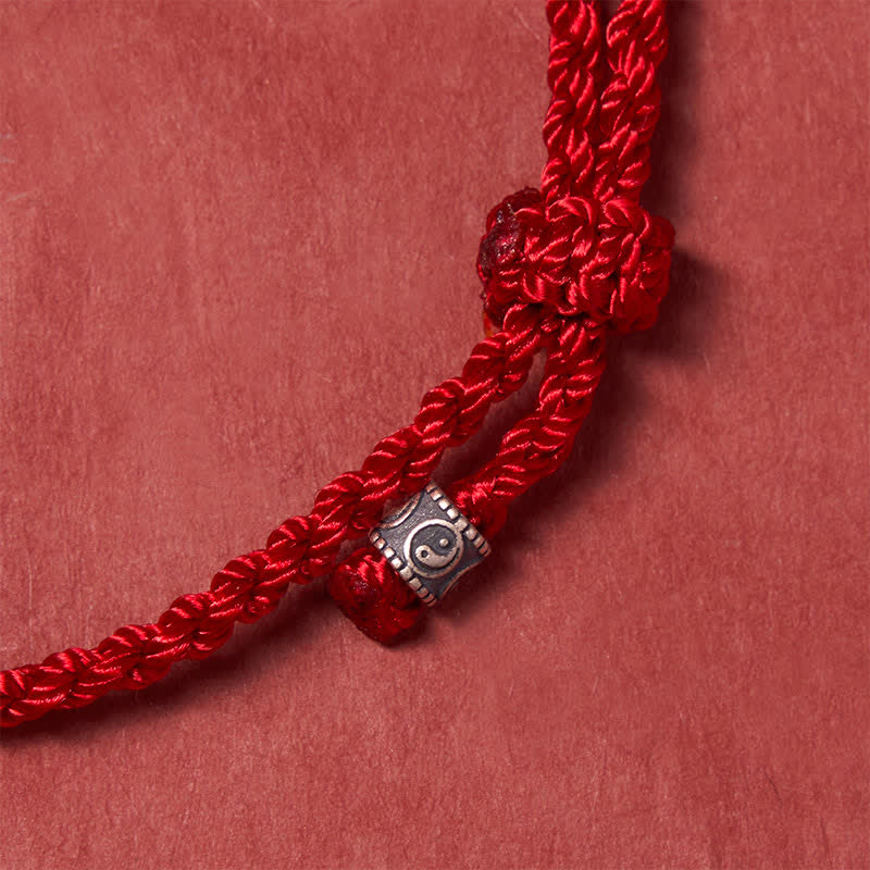 Buddha Stones Red String 925 Sterling Silver Yin Yang Protection Bracelet - image 4