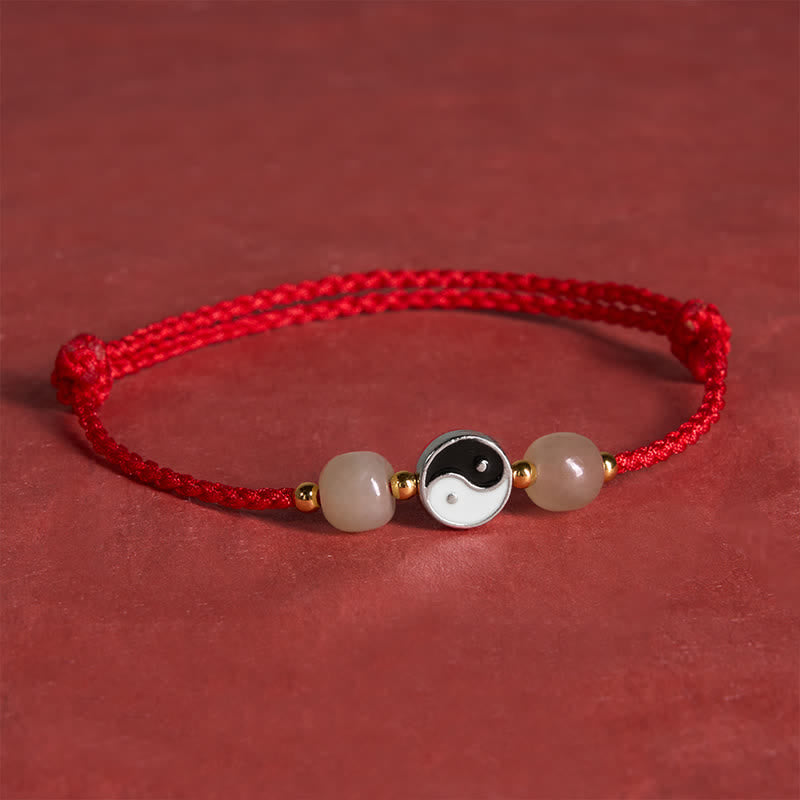 Buddha Stones Alloy Yin Yang Hetian Jade Bead Red String Balance Bracelet - image 4