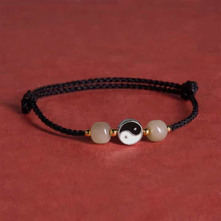 Buddha Stones Alloy Yin Yang Hetian Jade Bead Red String Balance Bracelet - image 15