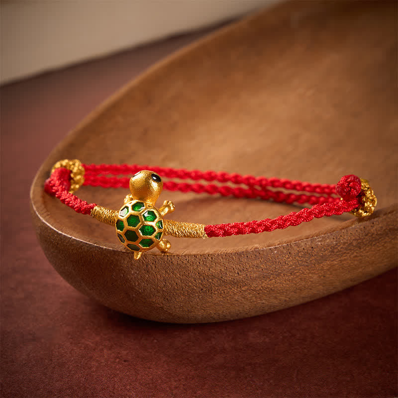 Buddha Stones Turtle Red String Lucky Fortune Charm Braided Connection Bracelet - image 1