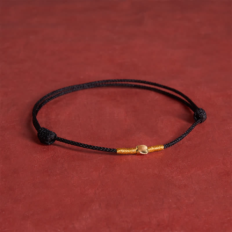 Buddha Stones 925 Sterling Silver Golden Bead Protection Braided Rope Bracelet - Black (Wrist Circumference: 6.3-7.1 in/16-18 cm) - image 9