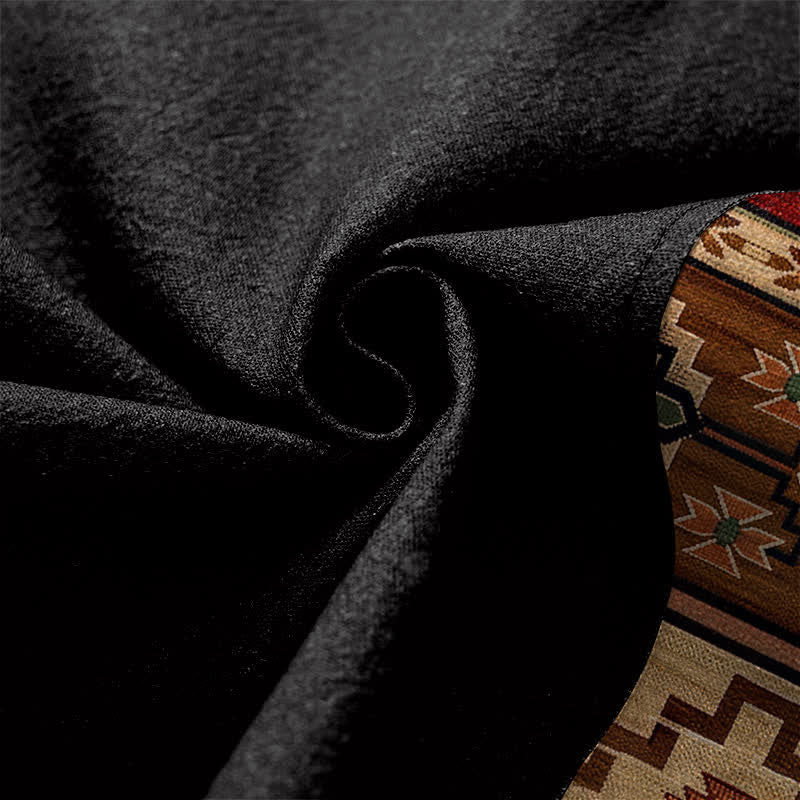 Buddha Stones Cotton Tribal Geometric Trim Pattern Open Front Men's Kimono - image 5