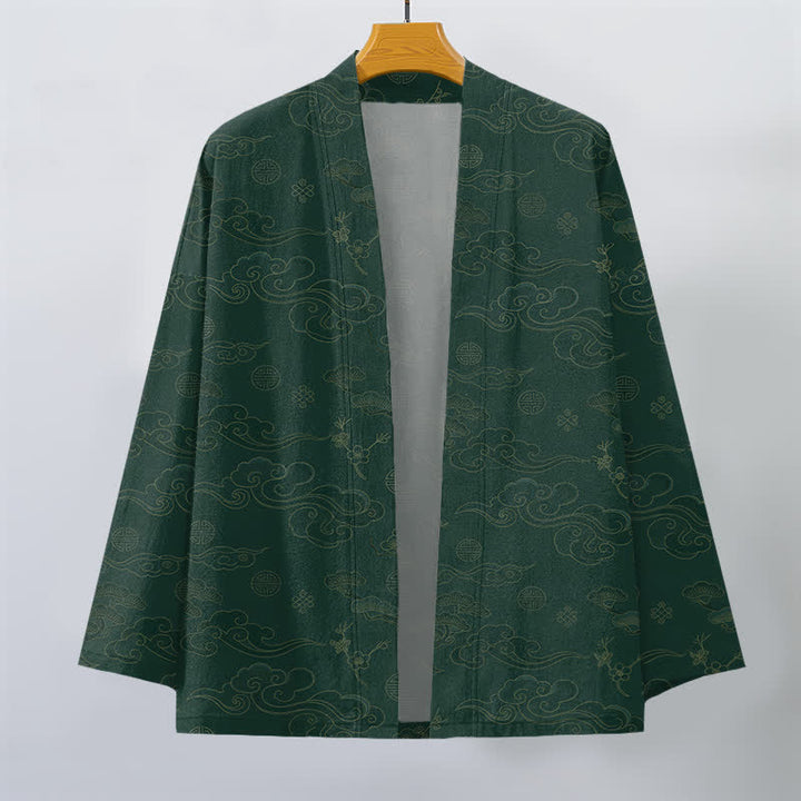 Buddha Stones Cotton Auspicious Clouds Pattern Open Front Men's Kimono - image 10