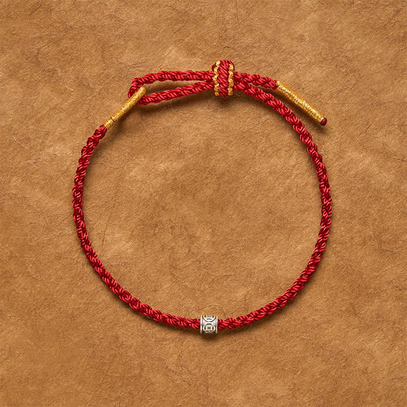 Buddha Stones Black Red String 925 Sterling Silver Chinese Coin Protection Minimalist Bracelet - image 1