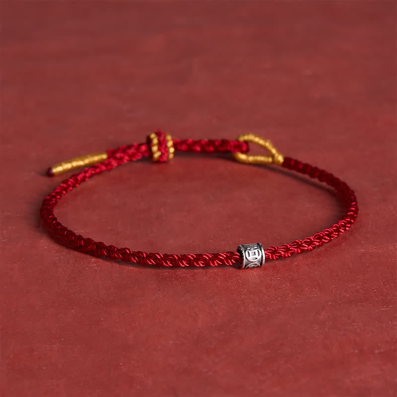 Buddha Stones Black Red String 925 Sterling Silver Chinese Coin Protection Minimalist Bracelet - image 3