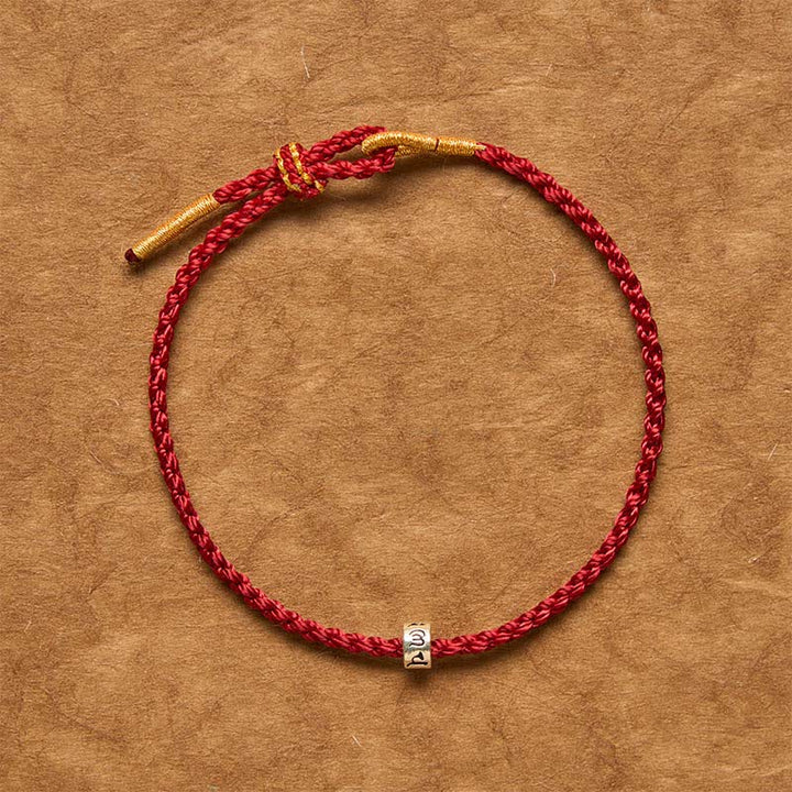 Buddha Stones Black Red String 925 Sterling Silver Om Mani Padme Hum Luck Minimalist Bracelet - image 1