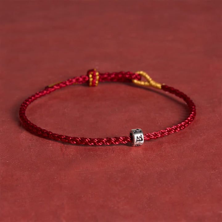 Buddha Stones Black Red String 925 Sterling Silver Om Mani Padme Hum Luck Minimalist Bracelet - image 3