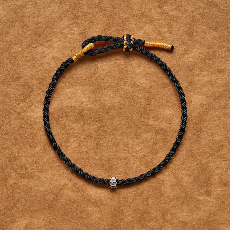 Buddha Stones Black Red String 925 Sterling Silver Om Mani Padme Hum Wheel Bead Luck Bracelet - image 14