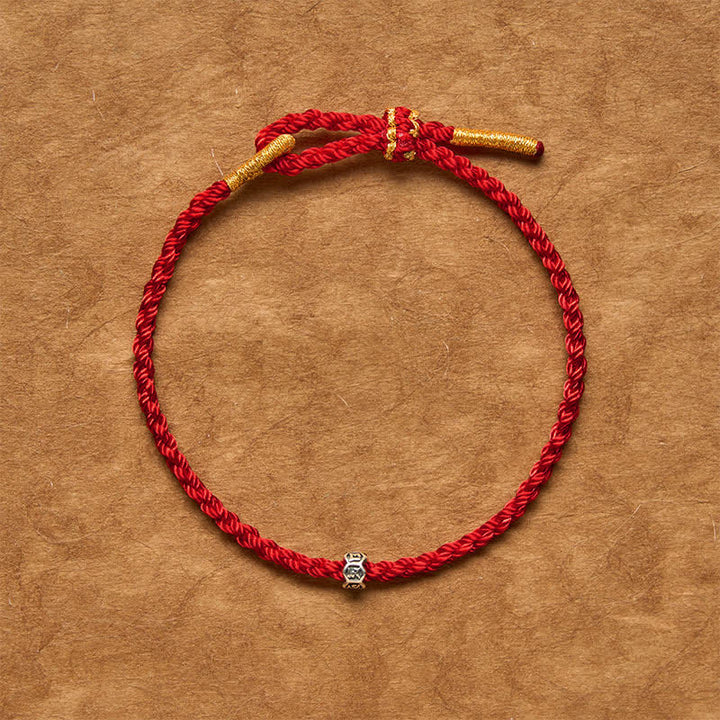 Buddha Stones Black Red String 925 Sterling Silver Om Mani Padme Hum Wheel Bead Luck Bracelet - image 11