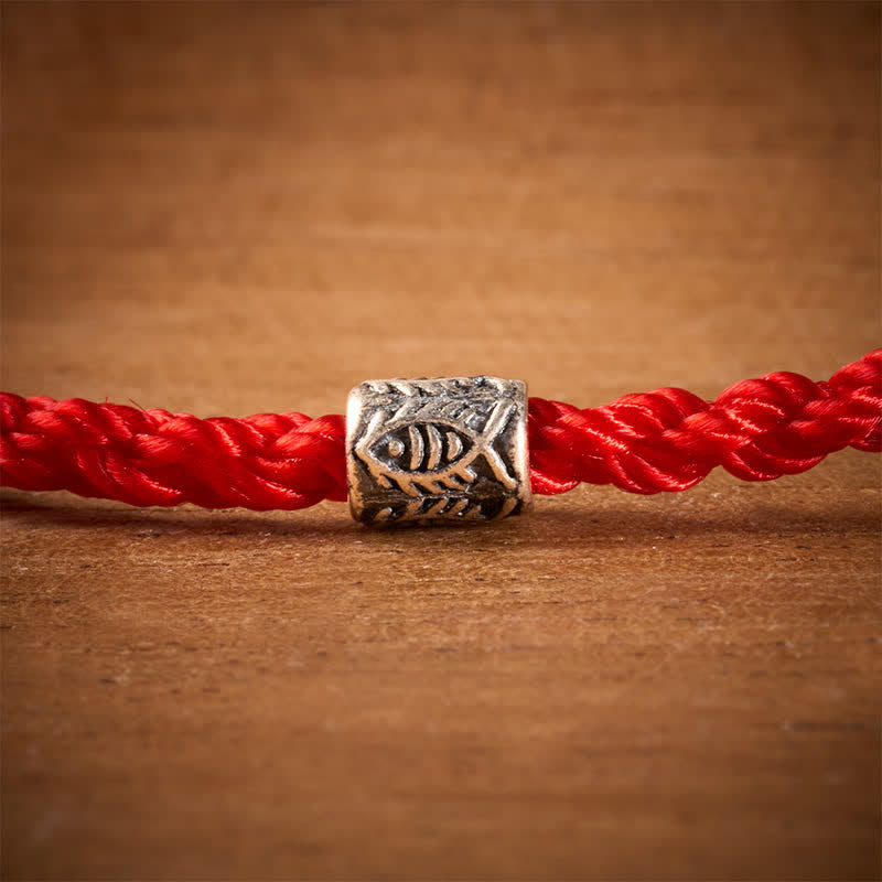Buddha Stones Red String 925 Sterling Silver Koi Fish Protection Bracelet - image 5