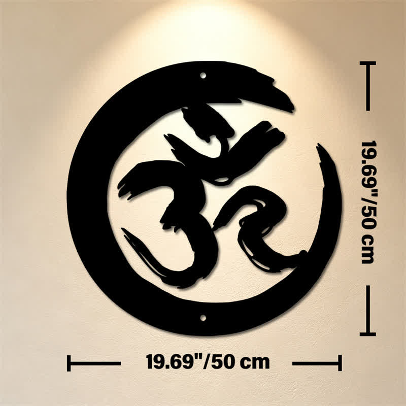 Buddha Stones Black OM Circle Mindfulness Iron Metal Meaningful Symbols Wall Art - Approx. 50cm x 50cm x 0.12cm / 19.69in x 19.69in x 0.05in - image 10