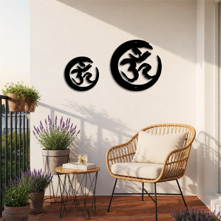 Buddha Stones Black OM Circle Mindfulness Iron Metal Meaningful Symbols Wall Art - image 9