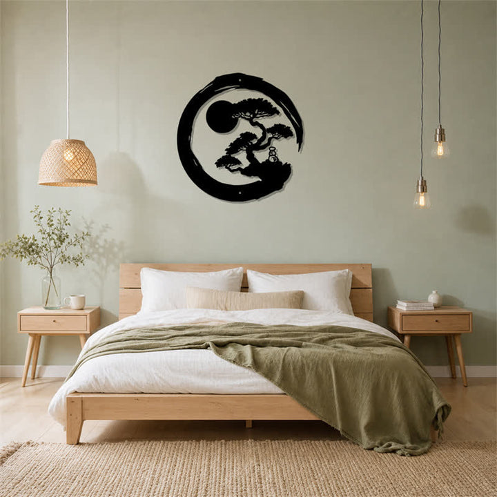 Buddha Stones Metal Zen Circle Pine Enlightenment Bonsai Iron Meaningful Symbols Wall Art - image 14