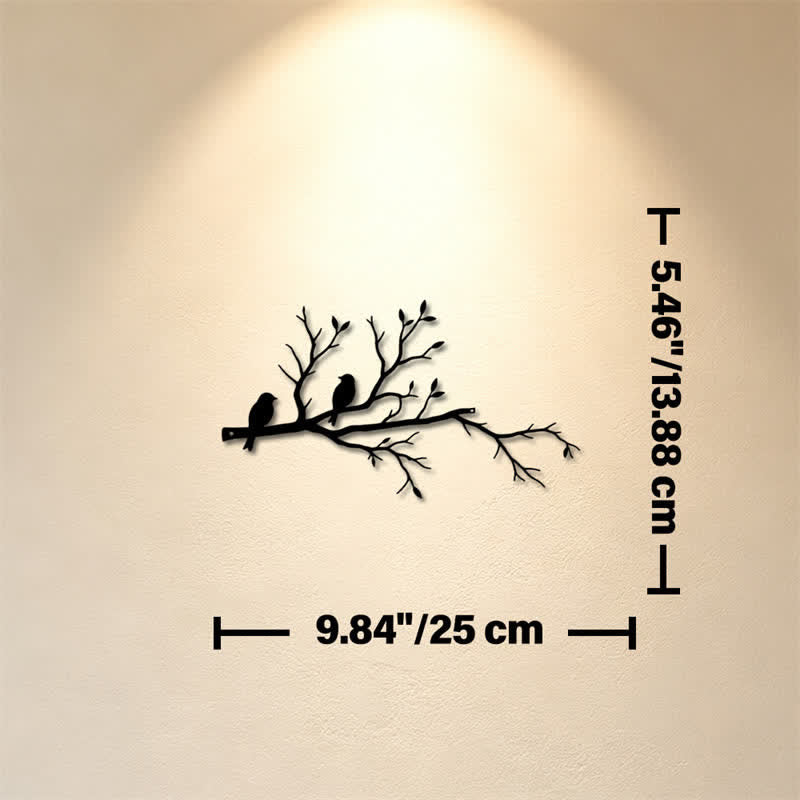 Buddha Stones Two Birds Branch Silhouette Iron Meaningful Symbols Wall Art - Approx. 25cm x 13.88cm x 0.1cm / 9.84in x 5.46in x 0.04in - image 2