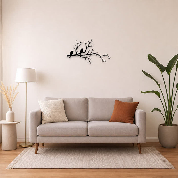 Buddha Stones Two Birds Branch Silhouette Iron Meaningful Symbols Wall Art - image 11