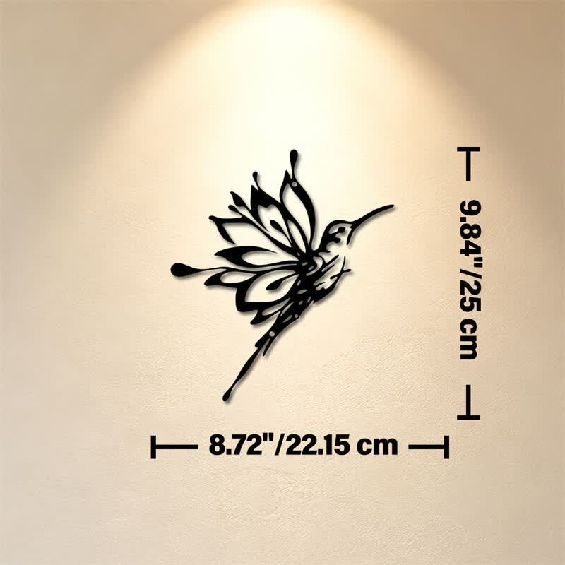 Buddha Stones Lotus Hummingbird New Beginnings Matte Black Silhouette Iron Meaningful Symbols Wall Art - Approx. 22.15cm x 25cm x 0.1cm / 8.72in x 9.84in x 0.04in - image 2