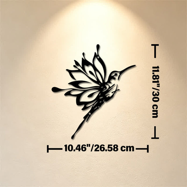 Buddha Stones Lotus Hummingbird New Beginnings Matte Black Silhouette Iron Meaningful Symbols Wall Art - Approx. 26.58cm x 30cm x 0.1cm / 10.46in x 11.81in x 0.04in - image 4