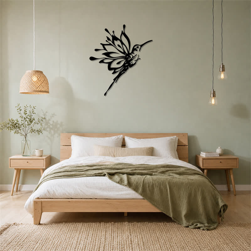 Buddha Stones Lotus Hummingbird New Beginnings Matte Black Silhouette Iron Meaningful Symbols Wall Art - image 14