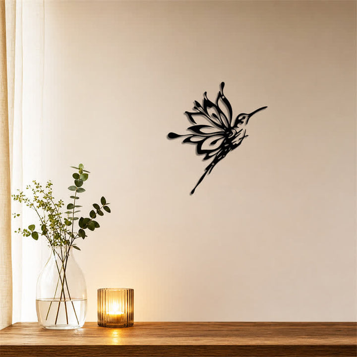 Buddha Stones Lotus Hummingbird New Beginnings Matte Black Silhouette Iron Meaningful Symbols Wall Art - image 3