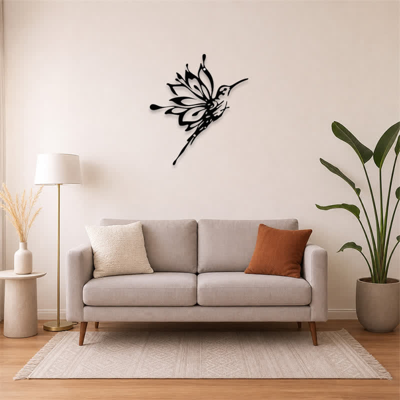 Buddha Stones Lotus Hummingbird New Beginnings Matte Black Silhouette Iron Meaningful Symbols Wall Art - image 13