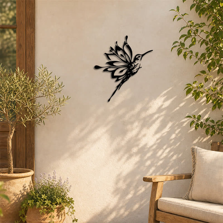 Buddha Stones Lotus Hummingbird New Beginnings Matte Black Silhouette Iron Meaningful Symbols Wall Art - image 5