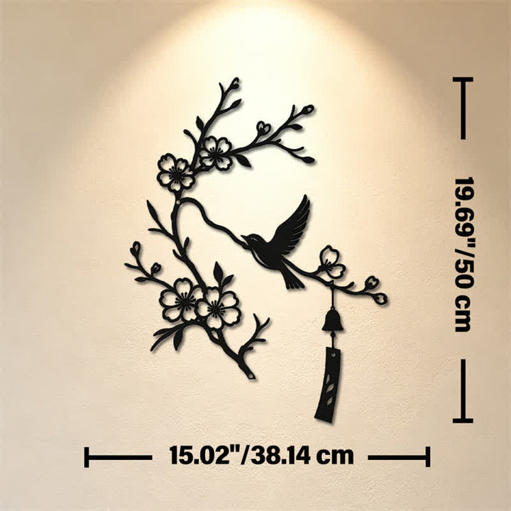 Buddha Stones Bird and Blossom Branch Iron Meaningful Symbols Wall Art - Black - Approx. 38.14cm x 50cm x 0.12cm / 15.02in x 19.69in x 0.05in - image 10