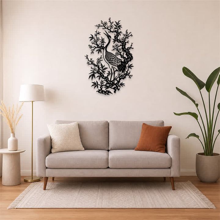 Buddha Stones Metal Crane And Plum Blossom Zen Iron Meaningful Symbols Wall Art - image 12