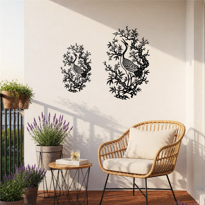 Buddha Stones Metal Crane And Plum Blossom Zen Iron Meaningful Symbols Wall Art - image 9