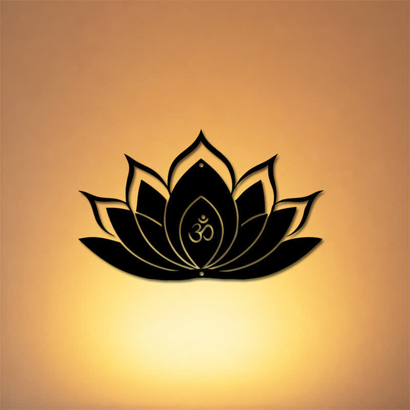 Buddha Stones Lotus OM Mindfulness Zen Silhouette Iron Meaningful Symbols Wall Art - image 0