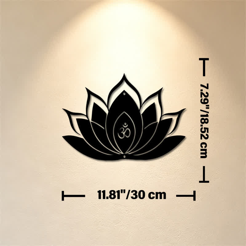 Buddha Stones Lotus OM Mindfulness Zen Silhouette Iron Meaningful Symbols Wall Art - Approx. 30cm x 18.52cm x 0.1cm / 11.81in x 7.29in x 0.04in - image 3