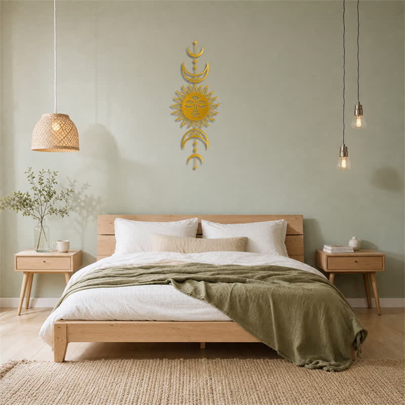 Buddha Stones Boho Sun and Moon Lotus Intuition Iron Meaningful Symbols Wall Art - image 24
