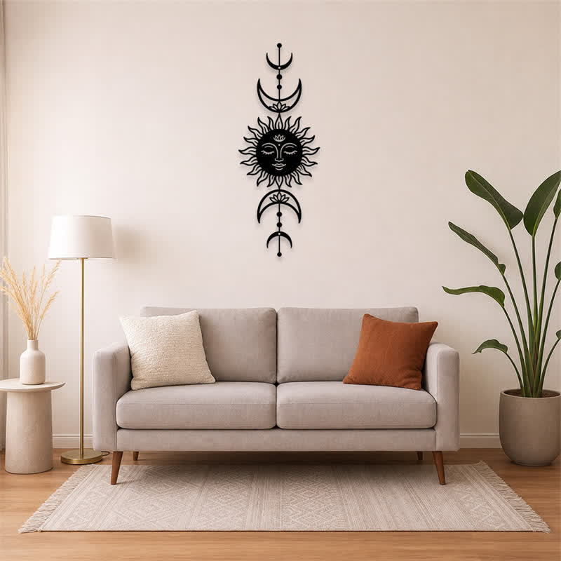 Buddha Stones Boho Sun and Moon Lotus Intuition Iron Meaningful Symbols Wall Art - image 10