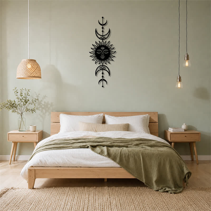 Buddha Stones Boho Sun and Moon Lotus Intuition Iron Meaningful Symbols Wall Art - image 11