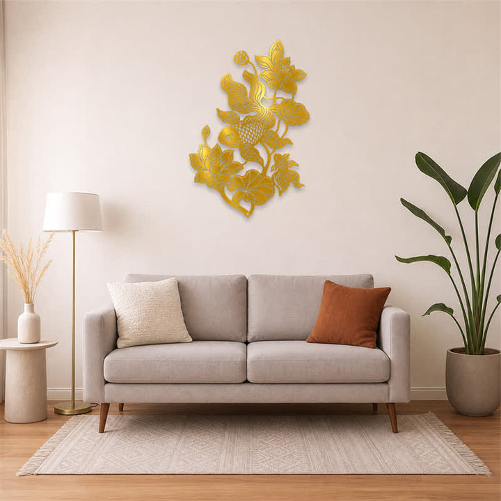 Buddha Stones Koi Fish and Lotus Success Iron Meaningful Symbols Wall Art - image 12