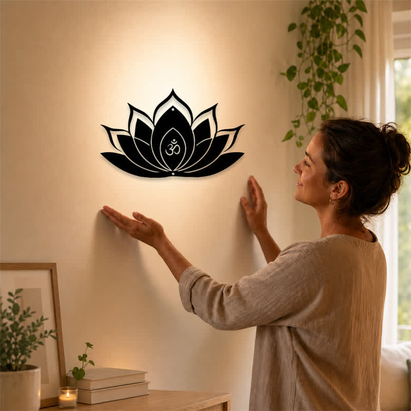 Buddha Stones Lotus OM Mindfulness Zen Silhouette Iron Meaningful Symbols Wall Art - image 10