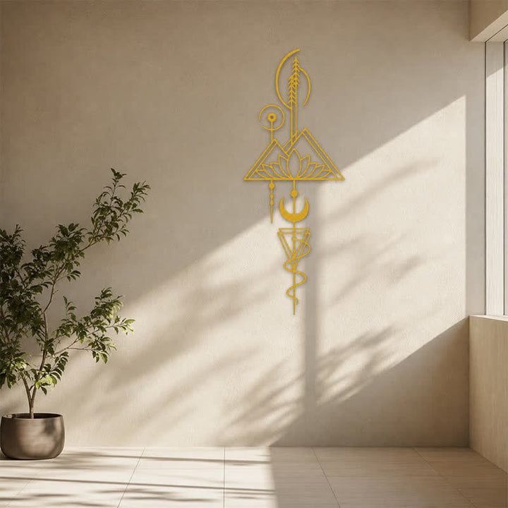Buddha Stones Lotus Moon Enlightenment Vertical Iron Metal Meaningful Symbols Wall Art - image 11