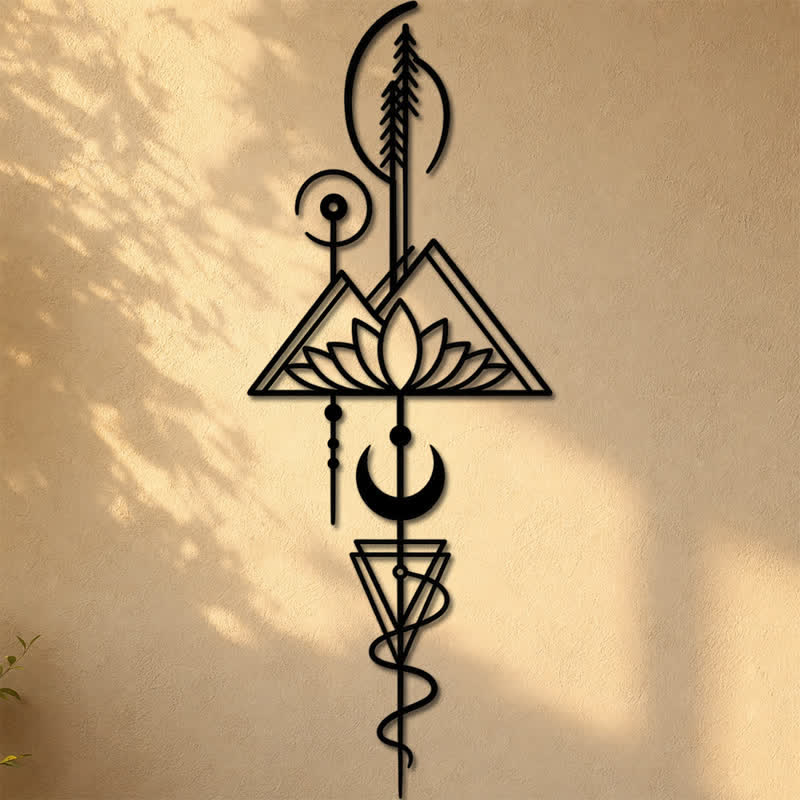 Buddha Stones Lotus Moon Enlightenment Vertical Iron Metal Meaningful Symbols Wall Art - image 22