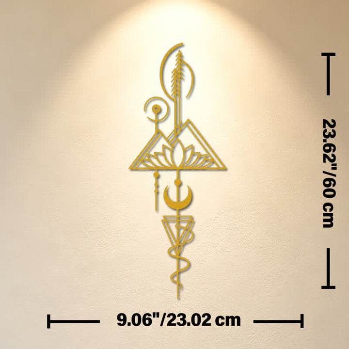 Buddha Stones Lotus Moon Enlightenment Vertical Iron Metal Meaningful Symbols Wall Art - Gold - Approx. 23.02cm x 60cm x 0.12cm / 9.06in x 23.62in x 0.05in - image 12